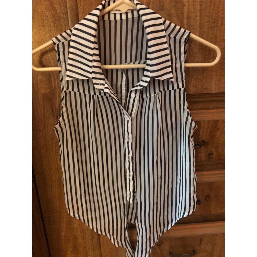 Black and white striped blouse